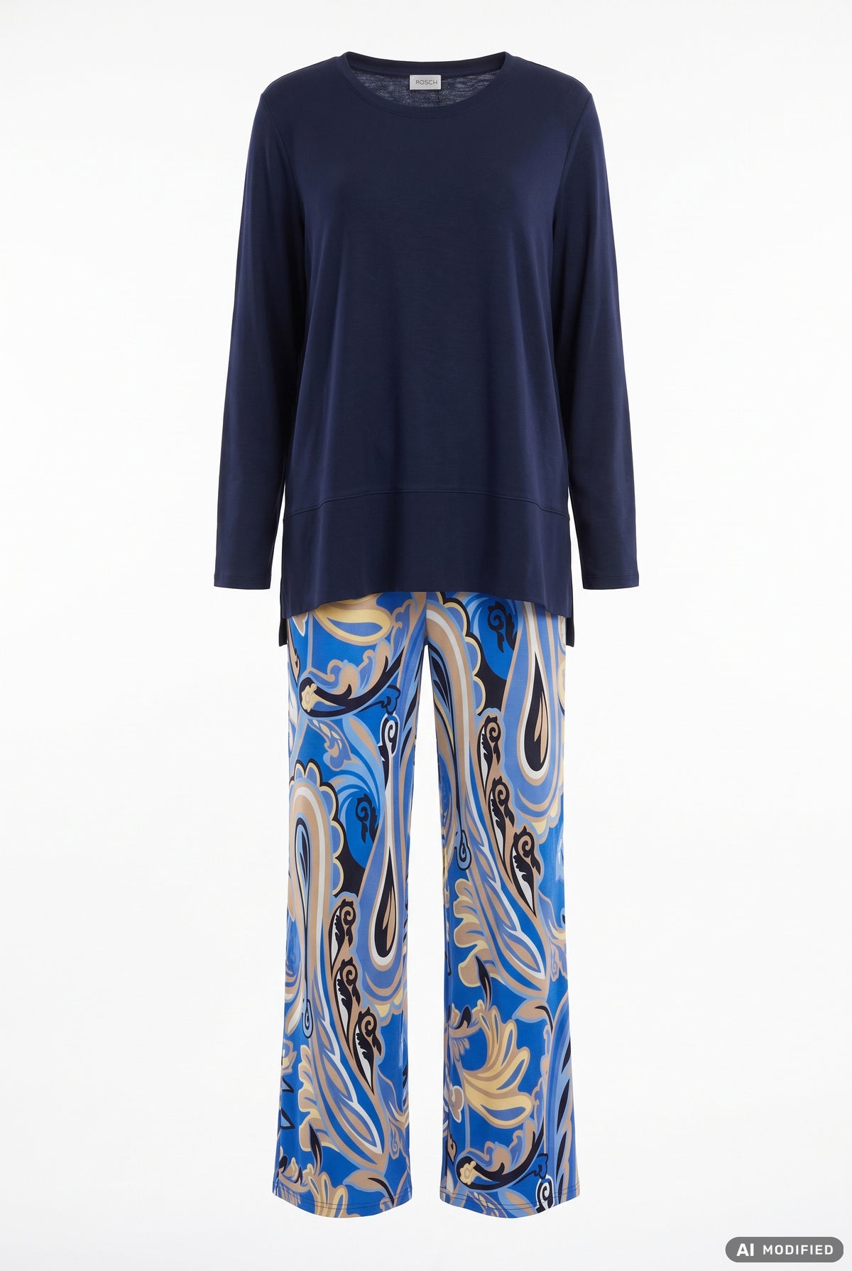 Rösch Pyjama Lang mit großflächigem Floraldruck