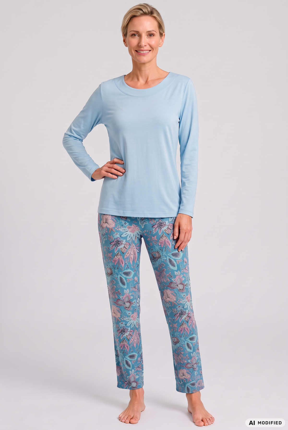 Rösch Pyjama Lang mit ornamentalem Druck