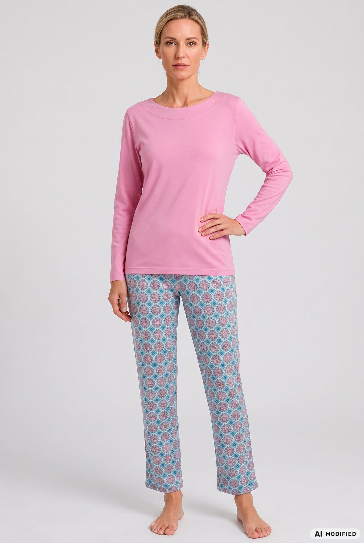 Rösch Pyjama Lang mit ornamentalem Druck