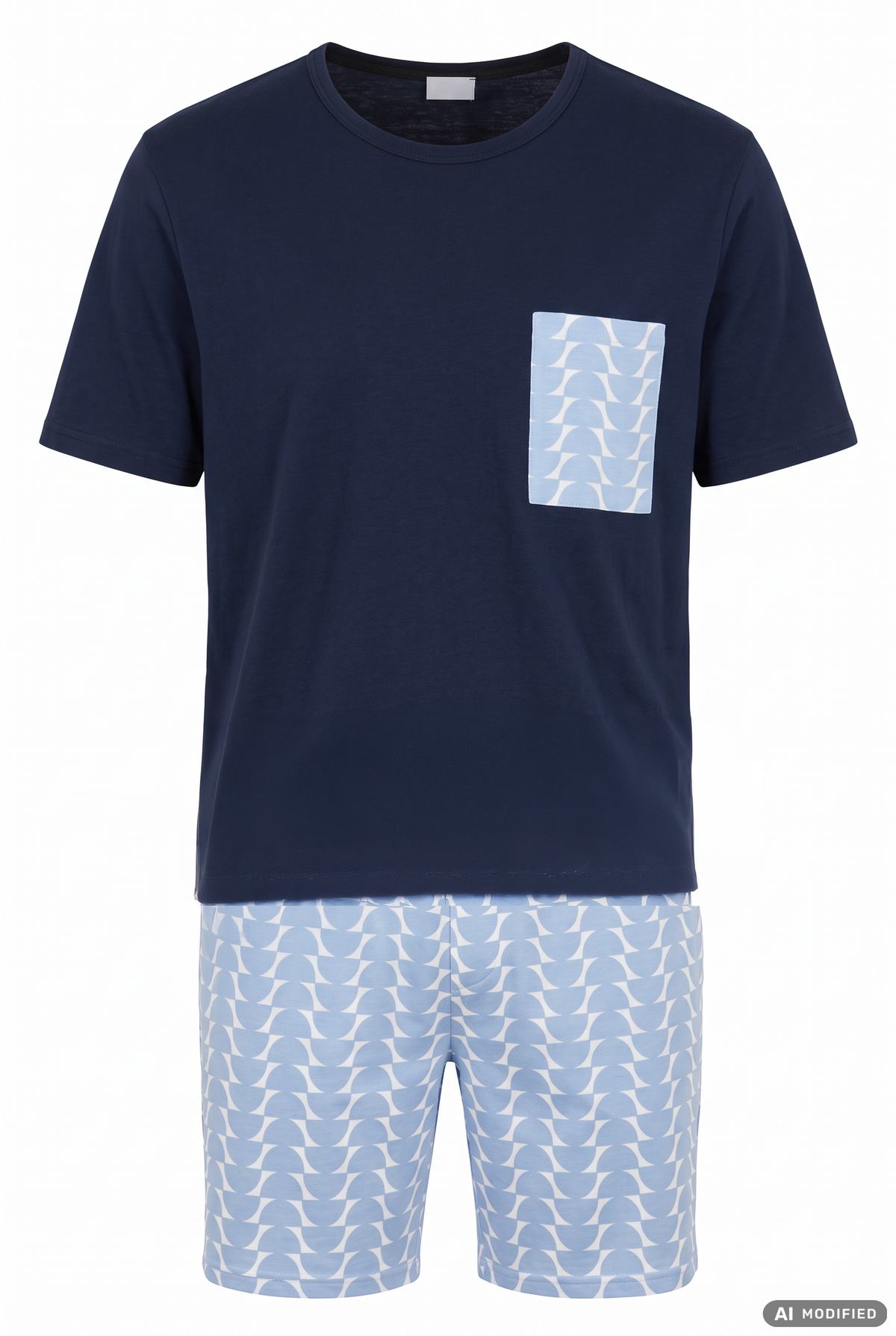 Rösch Herren-Pyjama Kurz mit gemusterter Hose