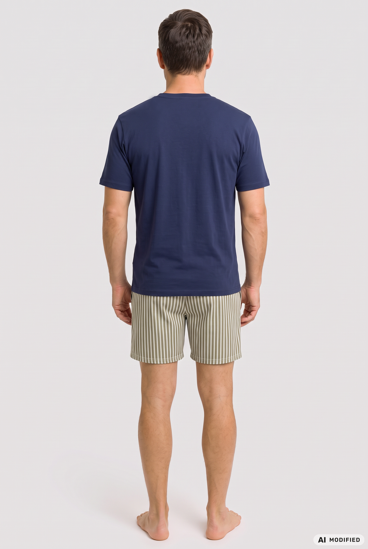 Rösch Herren-Pyjama Kurz mit Streifenhose