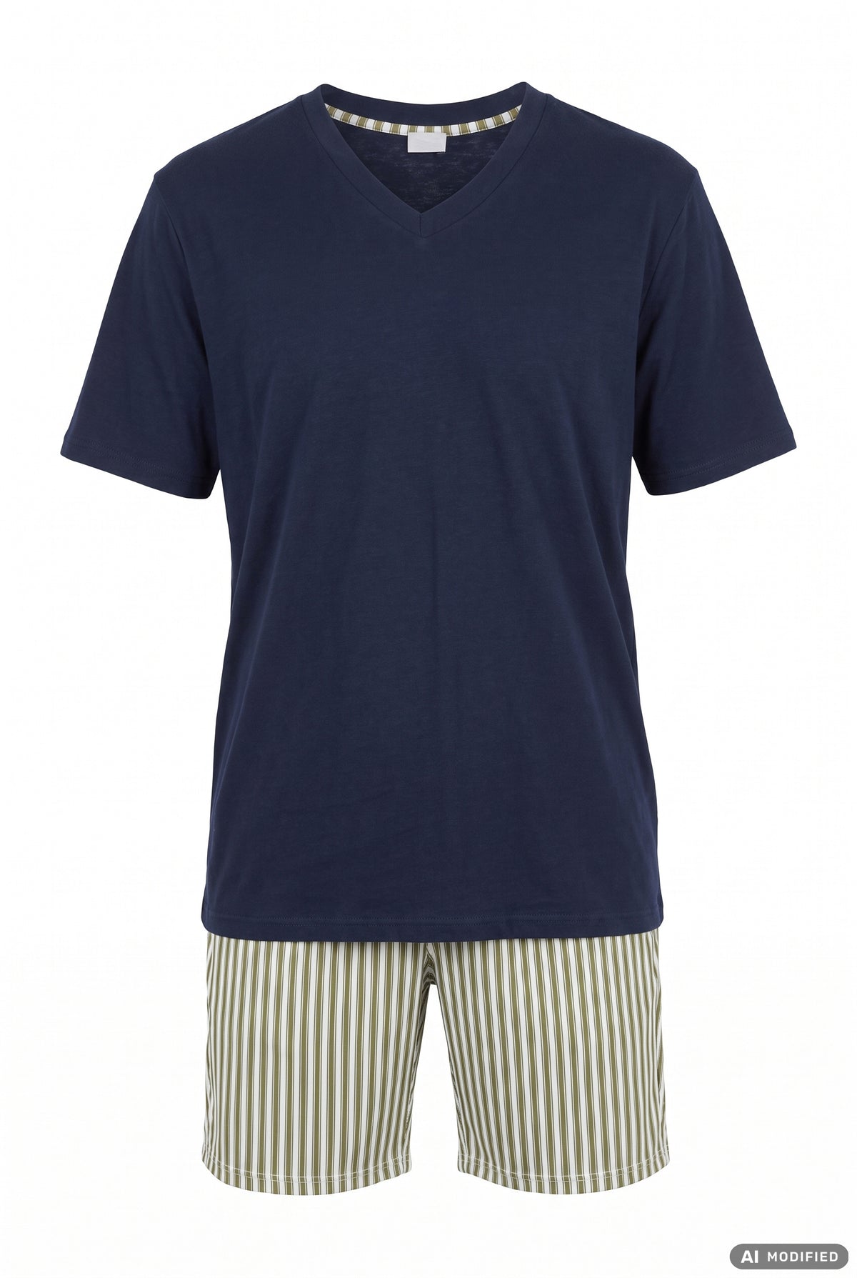 Rösch Herren-Pyjama Kurz mit Streifenhose