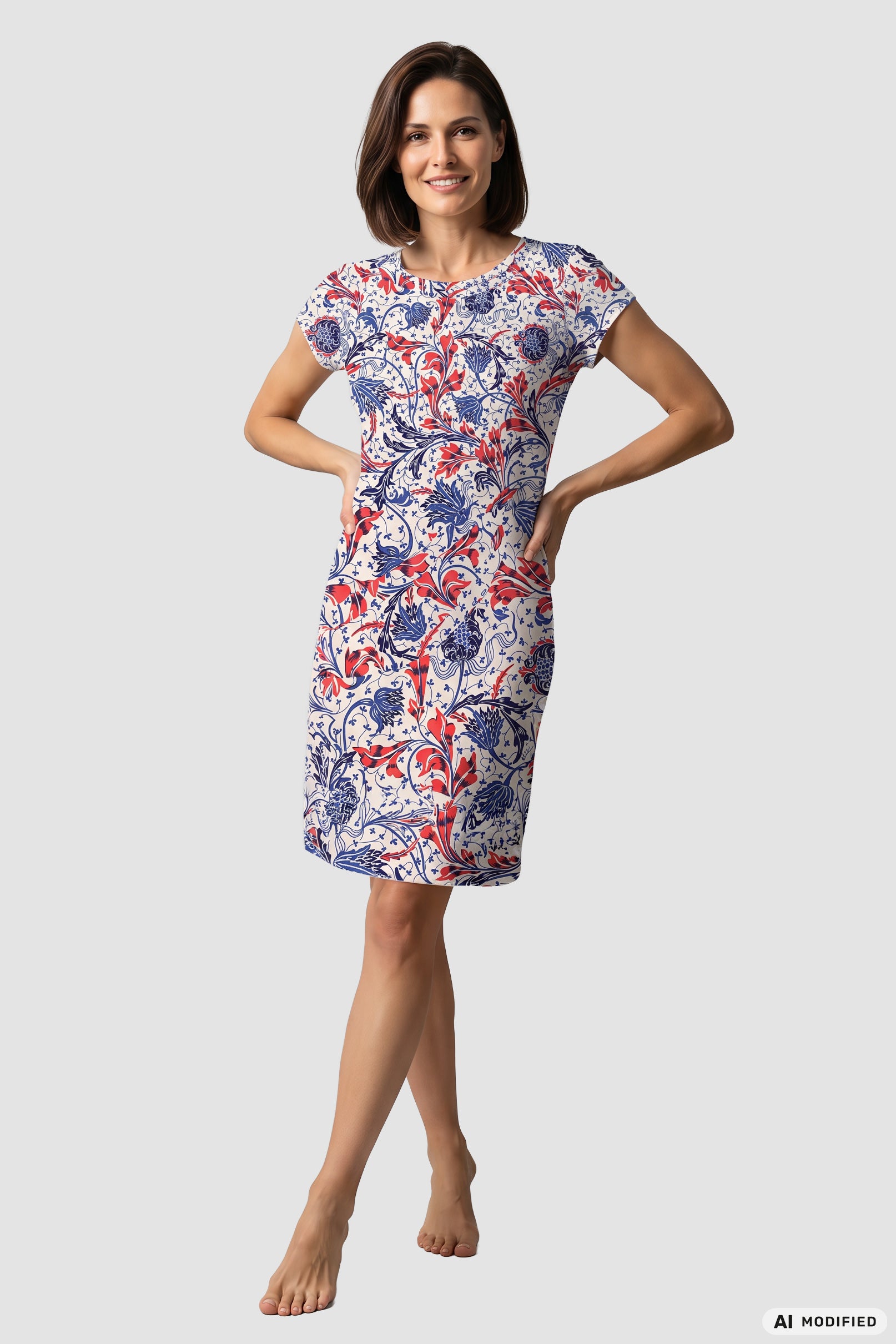 Rösch Chemise de nuit courte, imprimé floral ornemental