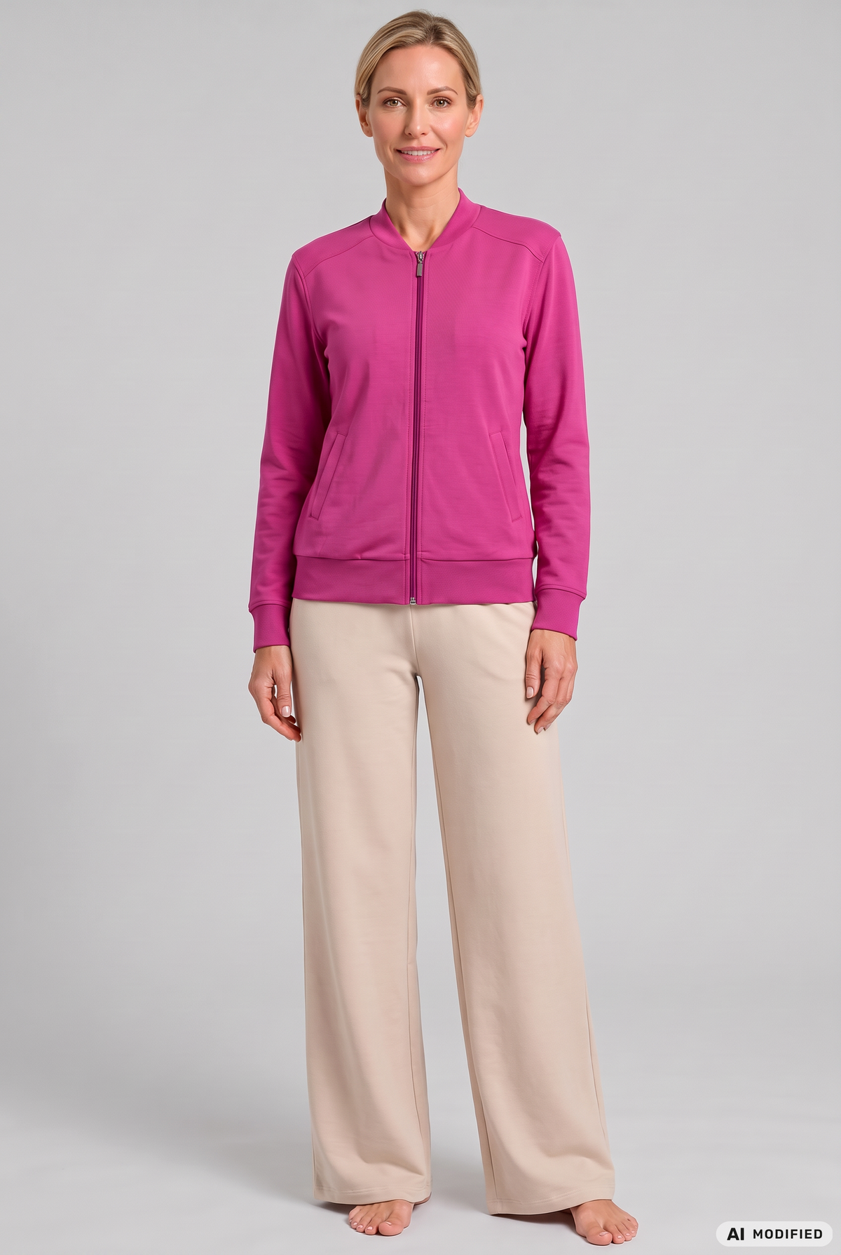 Rösch Loungejacke, Pink im College-Stil