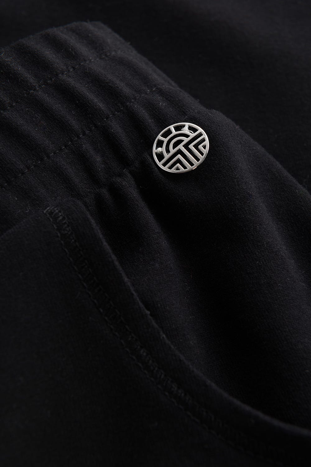 Detailbild 2 von 7/8-Hose mit weitem Bein Culotte-Stil Elastisch Schwarz Materialmix