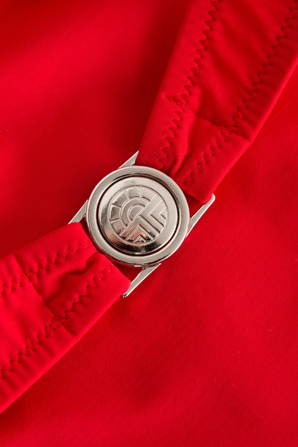 Detailbild 3 von Bandeau Bikini mit verspielten Raff-Details Rot Lycra