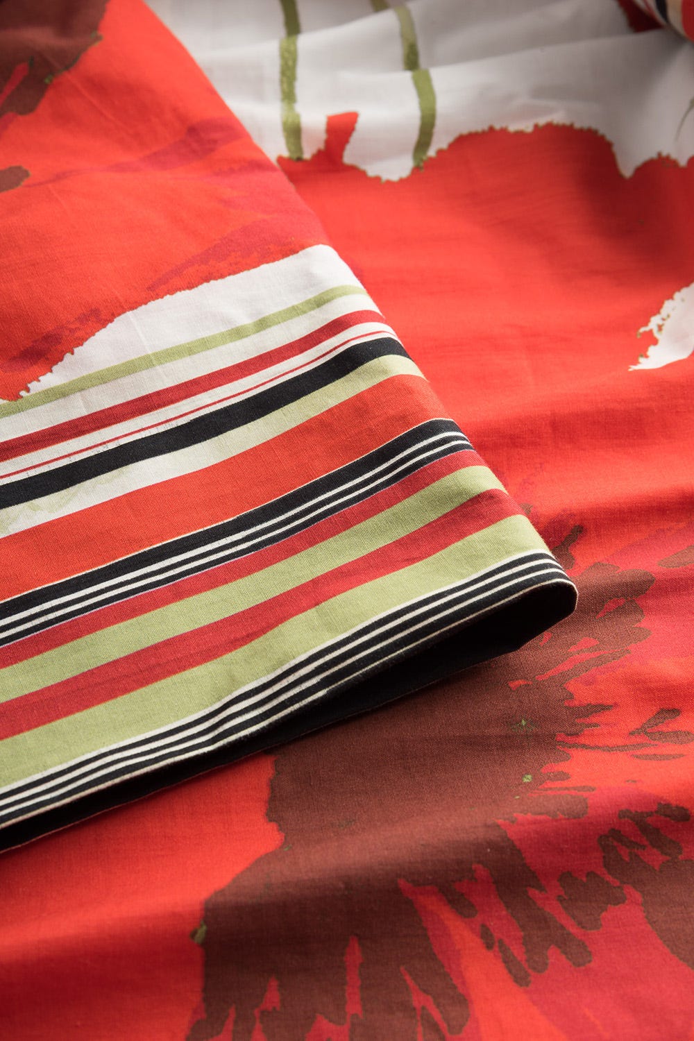 Detailbild 3 von Morgenmantel im extravaganten Mohn-Druck Frottee-Futter 100% Baumwolle