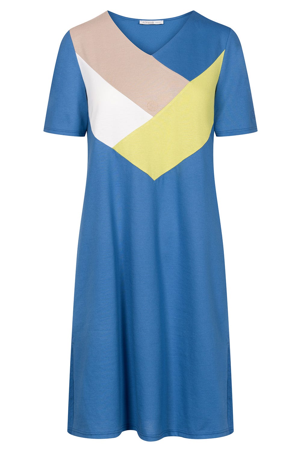 Hollowbild von Nachthemd mit Colourblocking-Effekt V-Ausschnitt 100% Baumwolle