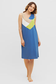 Frontalbild von Nachtkleid mit Colourblocking-Effekt Ärmellos 100% Baumwolle