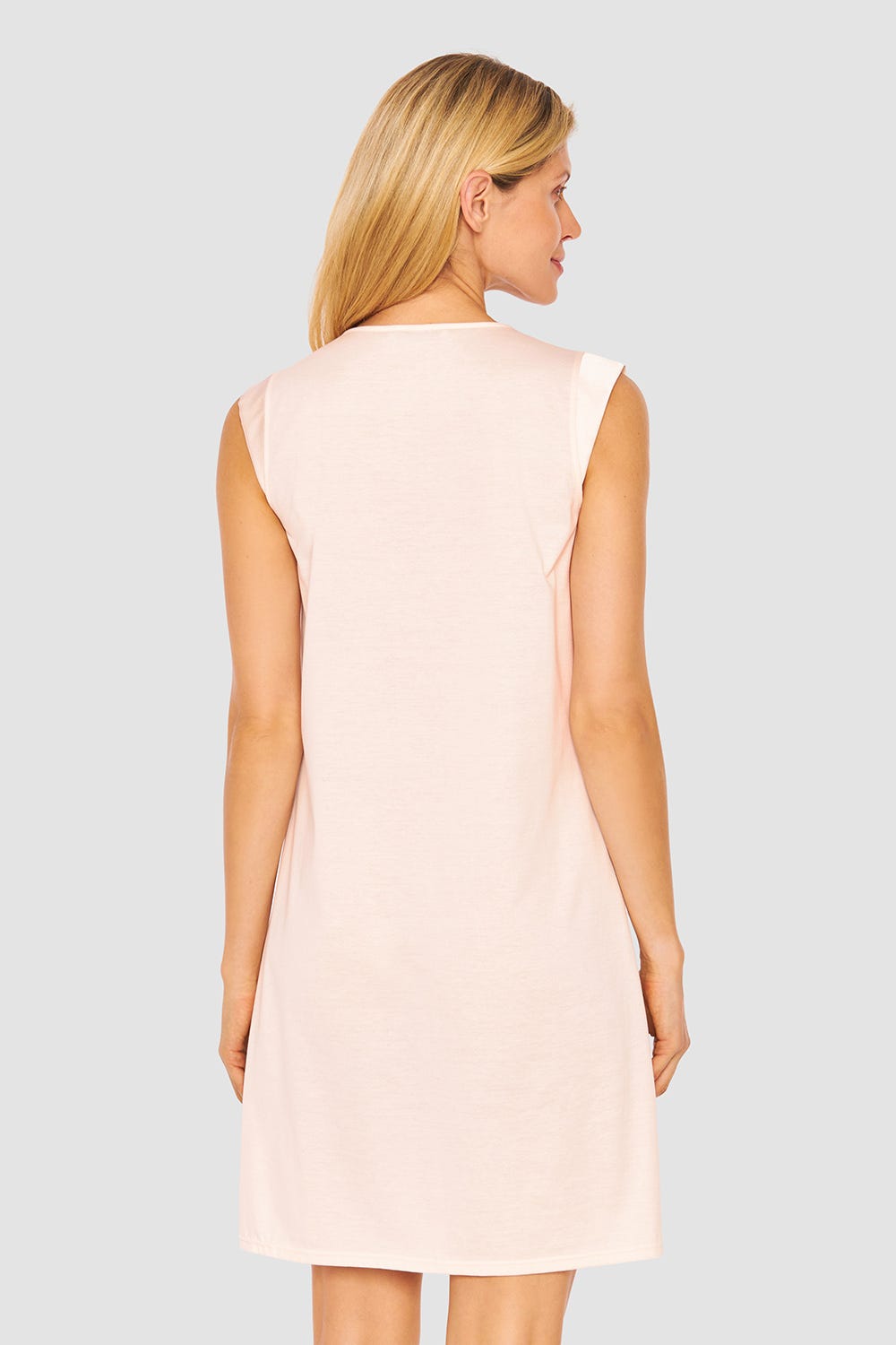 Rückansicht von Nachtkleid mit Revers in Webseide Elegant Baumwolle/Modal