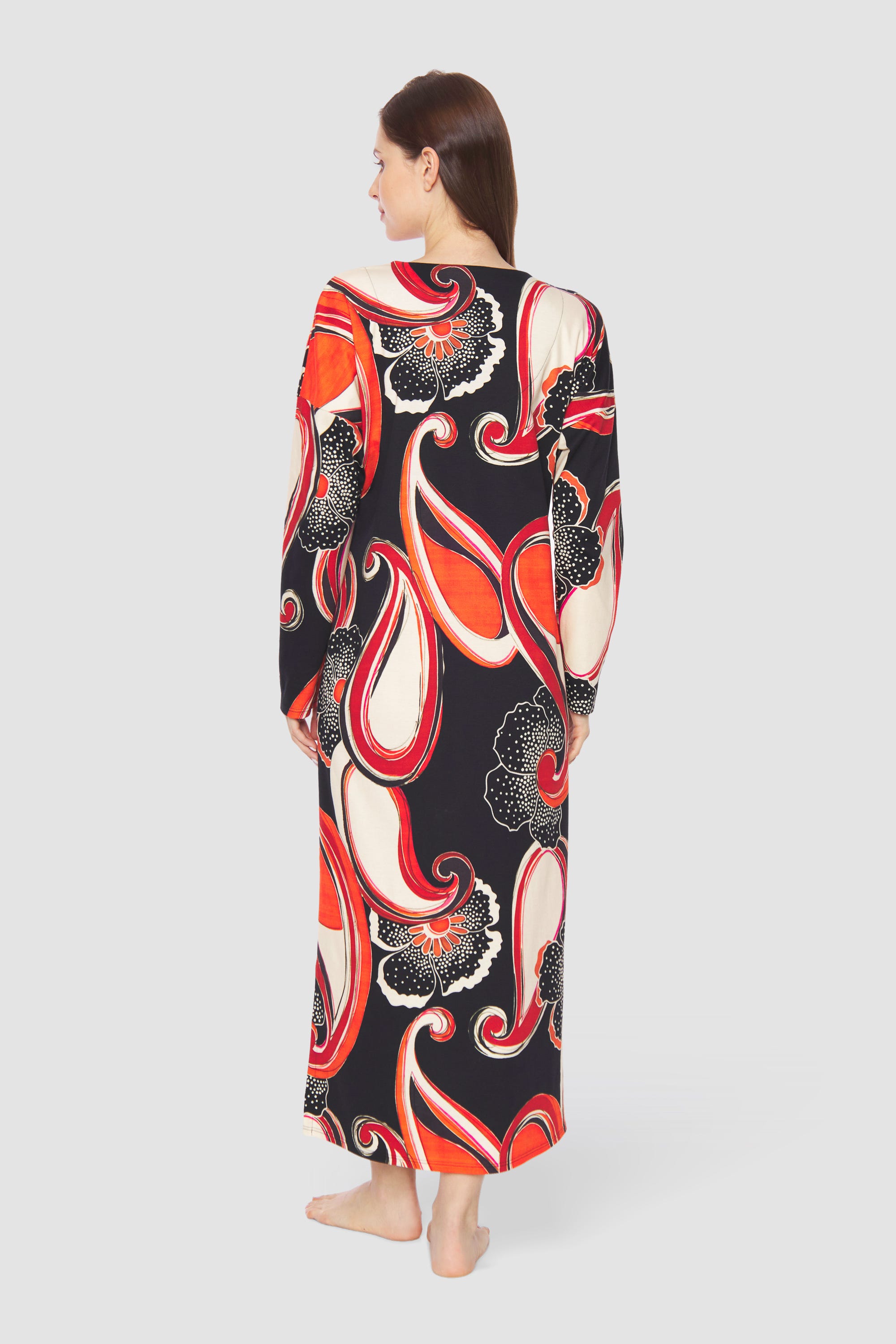 Rückansicht von Nachtkleid im Paisleymuster Kette Baumwolle/Modal