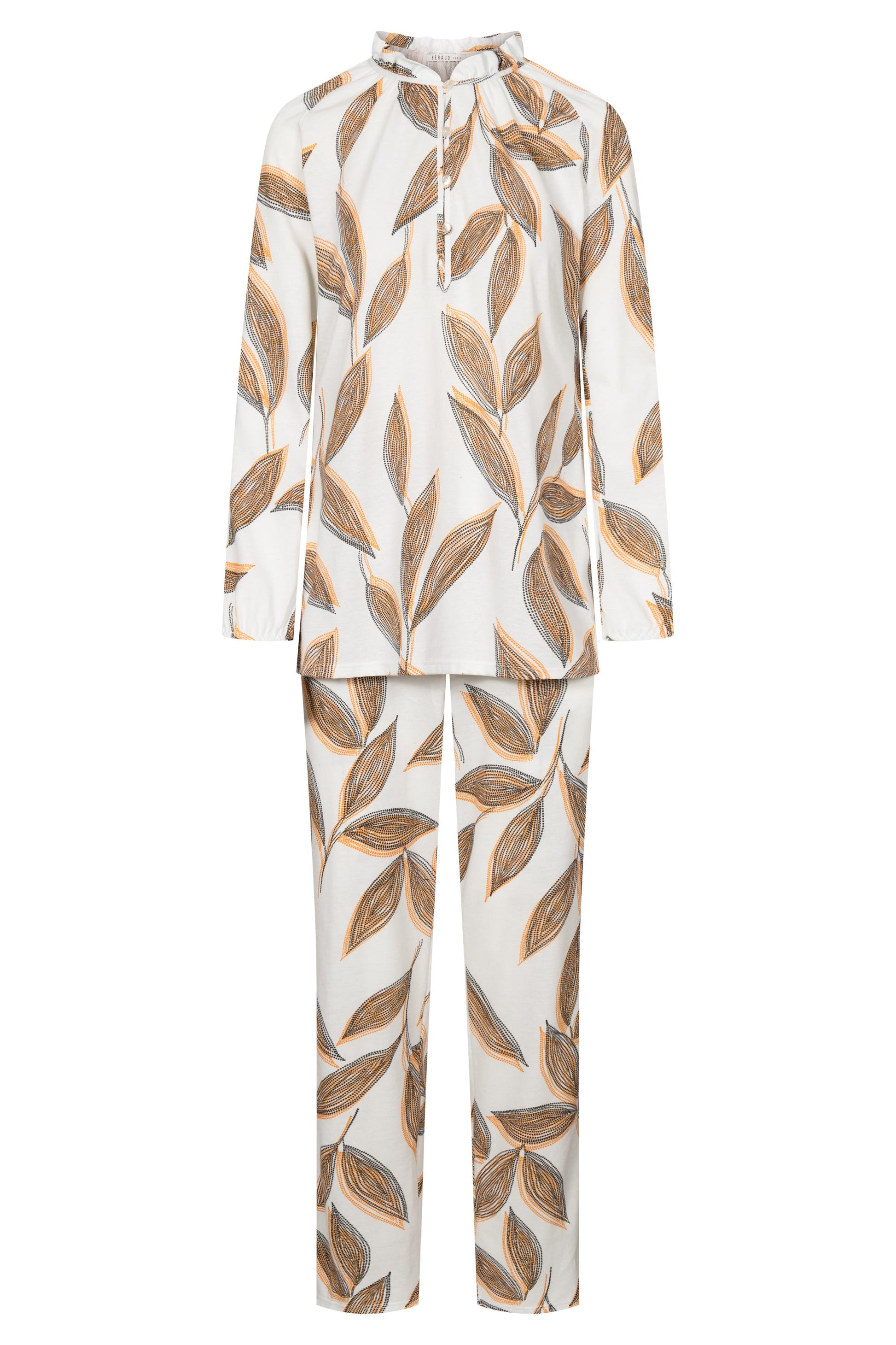 Hollowbild von Pyjama im getupften Blätter-Druck 100% Baumwolle