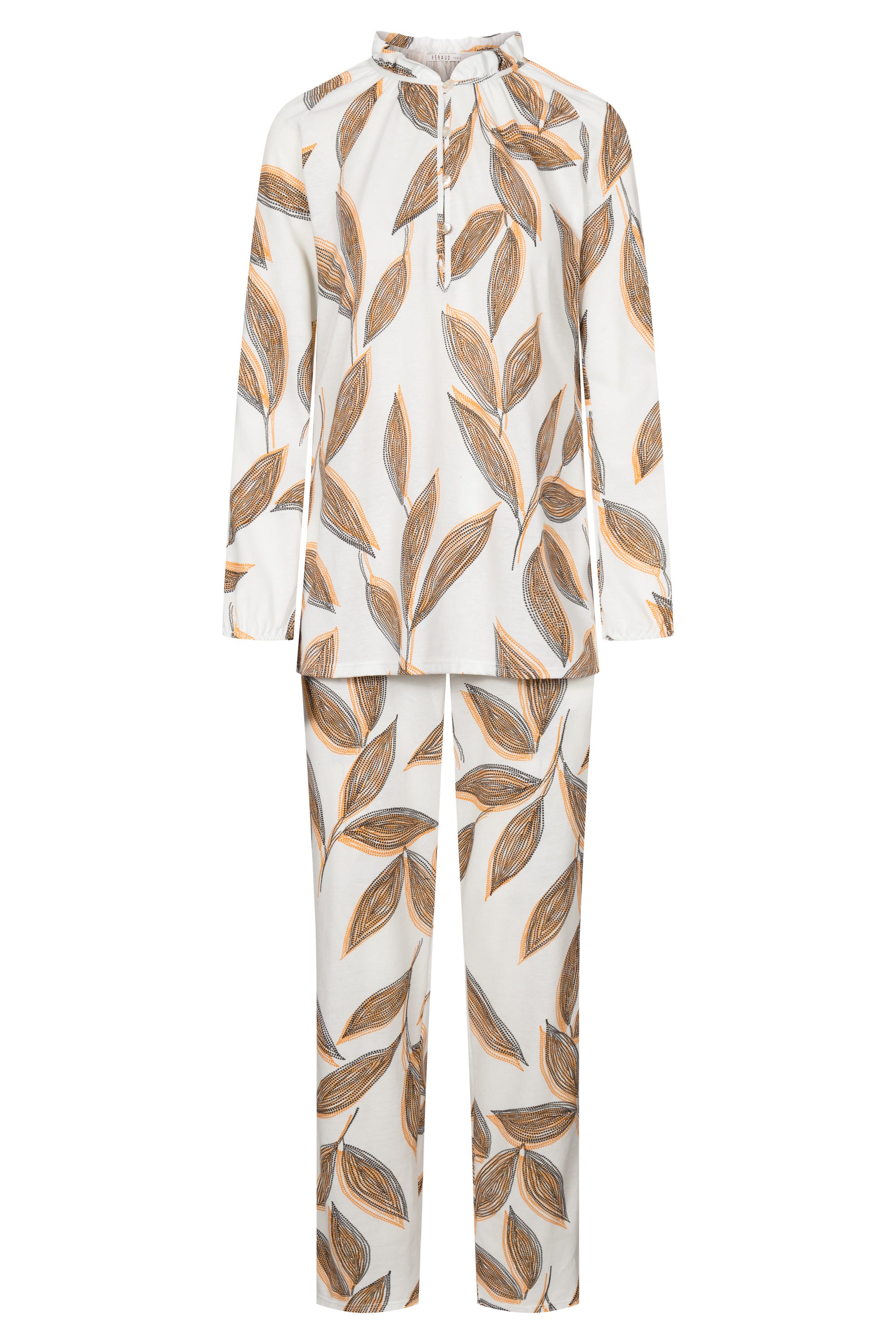 Hollowbild von Pyjama im getupften Blätter-Druck 100% Baumwolle