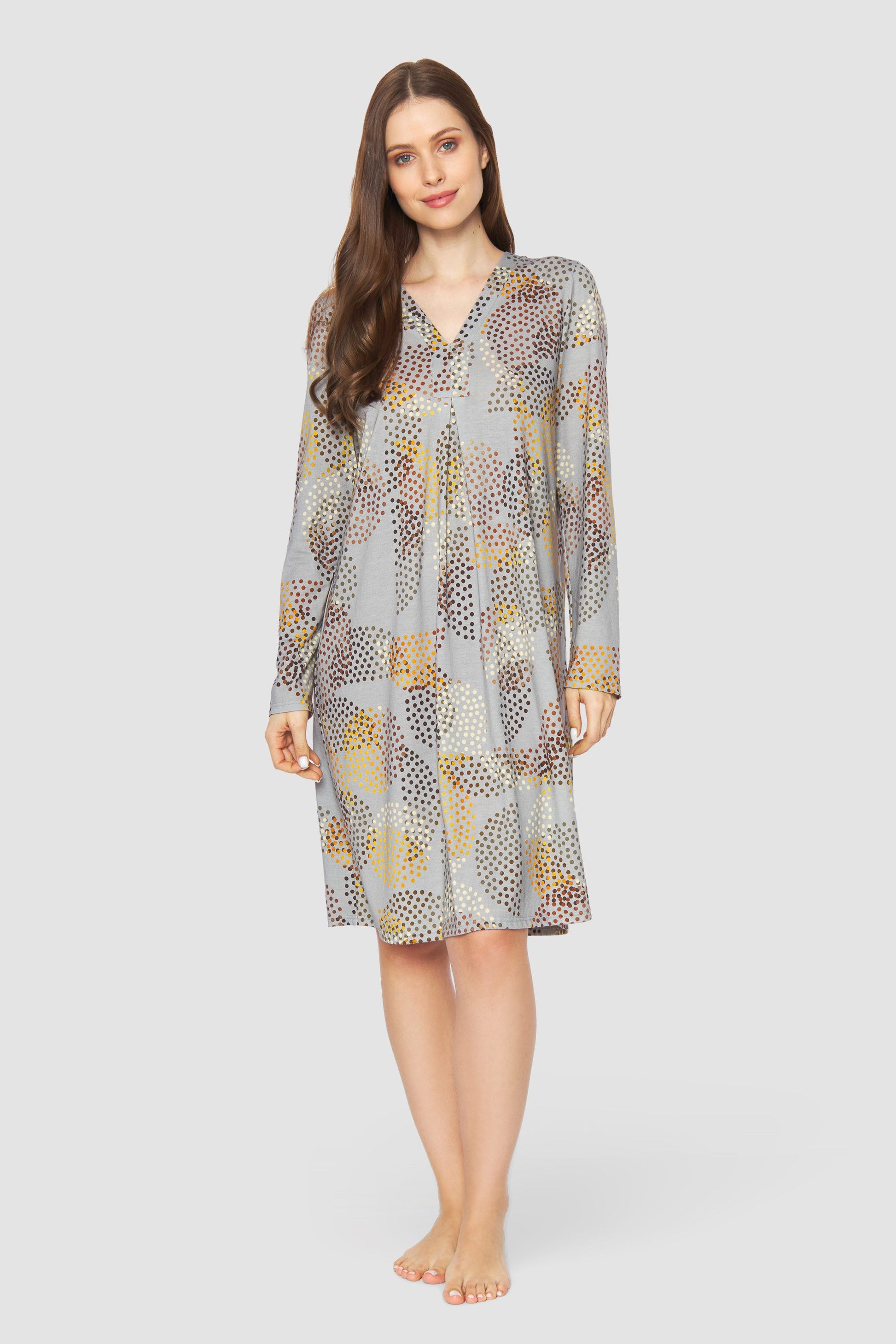 Frontalbild von Nachthemd im Tupfen-Druck Kellerfalte Baumwolle/Modal