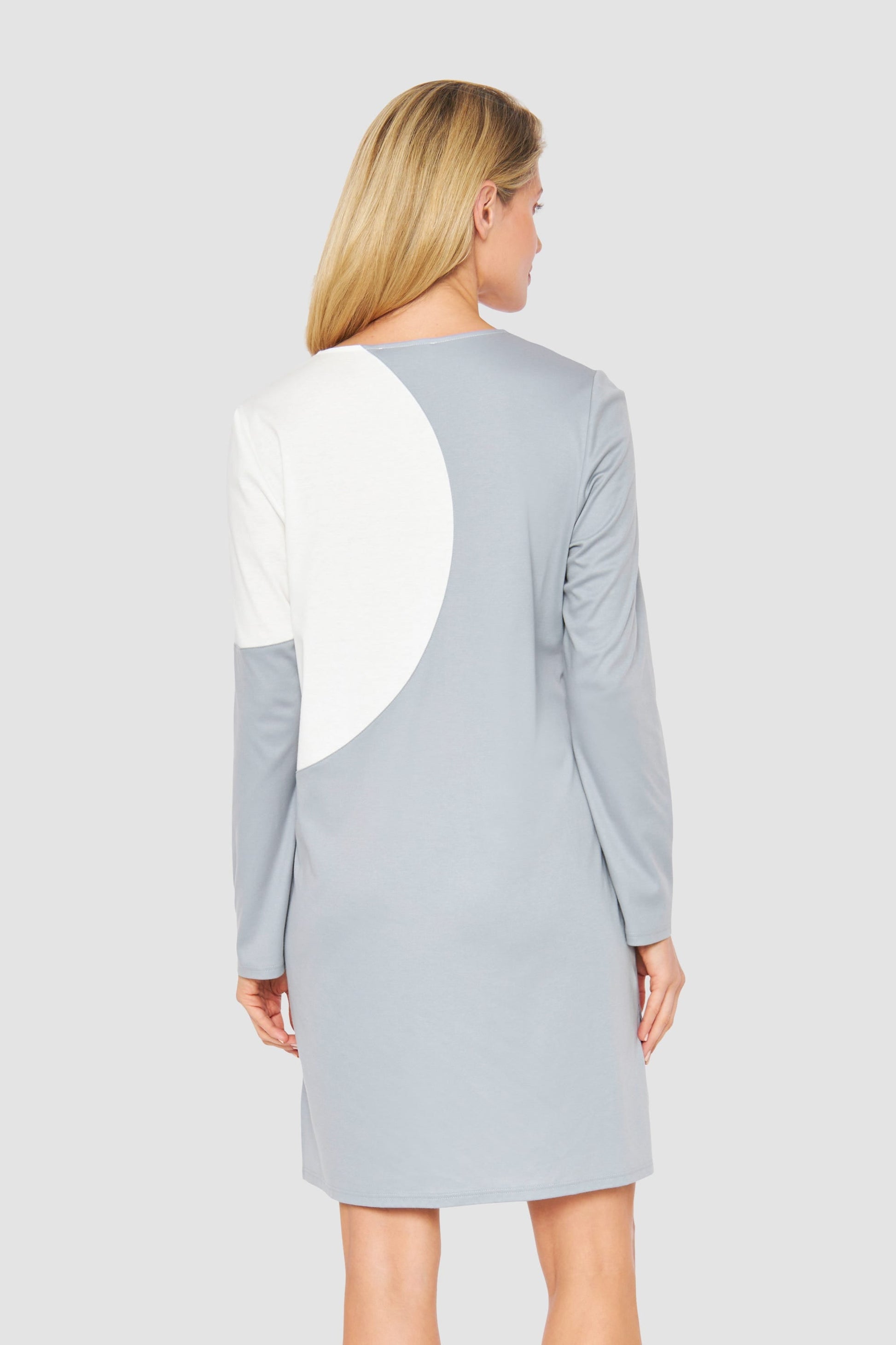 Rückansicht von Nachthemd in Bicolour-Optik Grau 100% Baumwolle