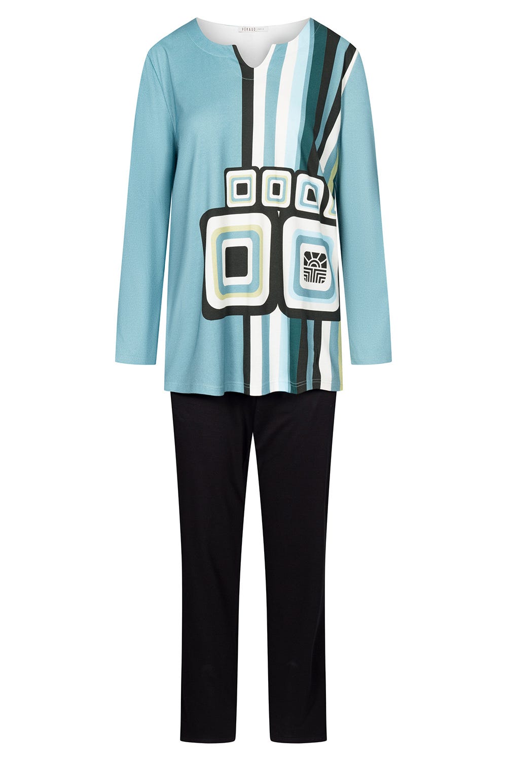 Hollowbild von Pyjama mit Retro-Druck 100% Baumwolle