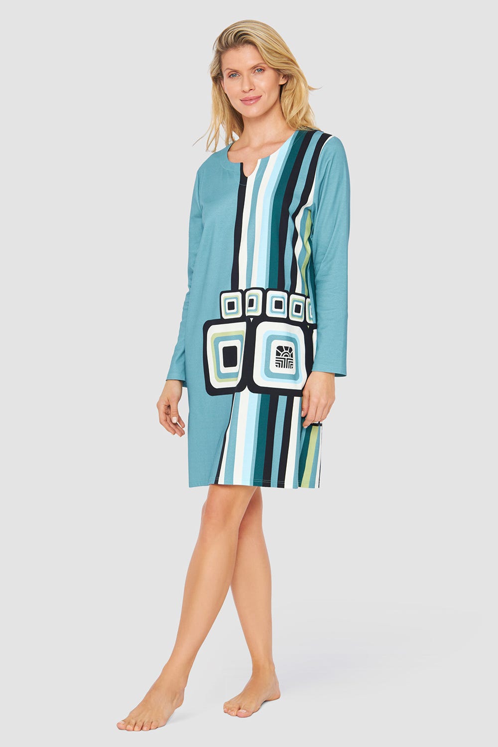 Frontalbild von Nachthemd im Retro-Druck 100% Baumwolle