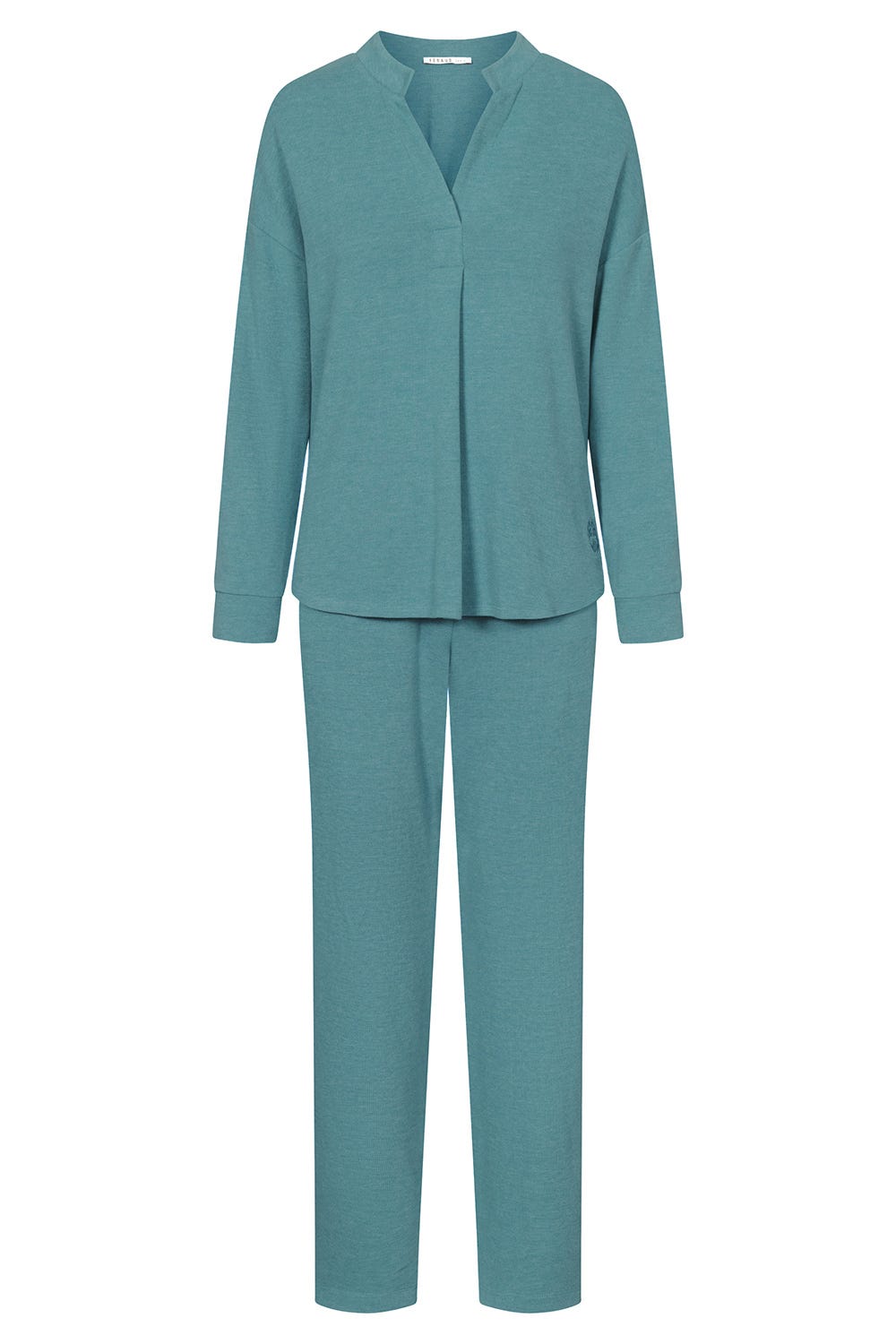 Hollowbild von Hausanzug aus Strick Loungeanzug Materialmix
