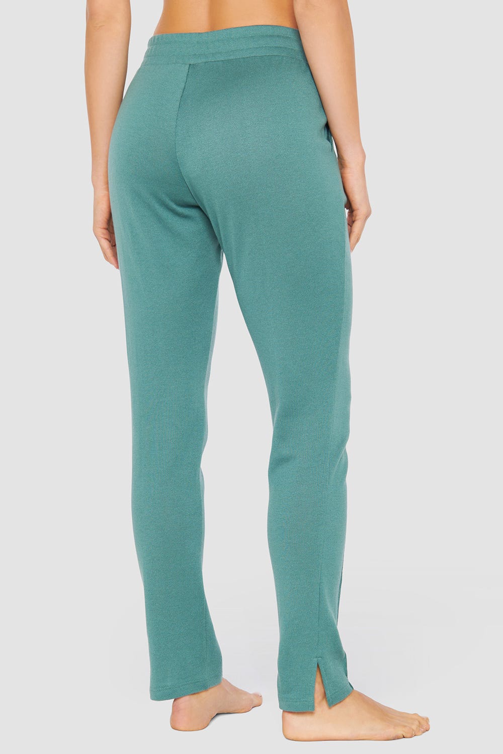 Rückansicht von Hose mit Steppnähten Petrol Strick Baumwolle/Acryl