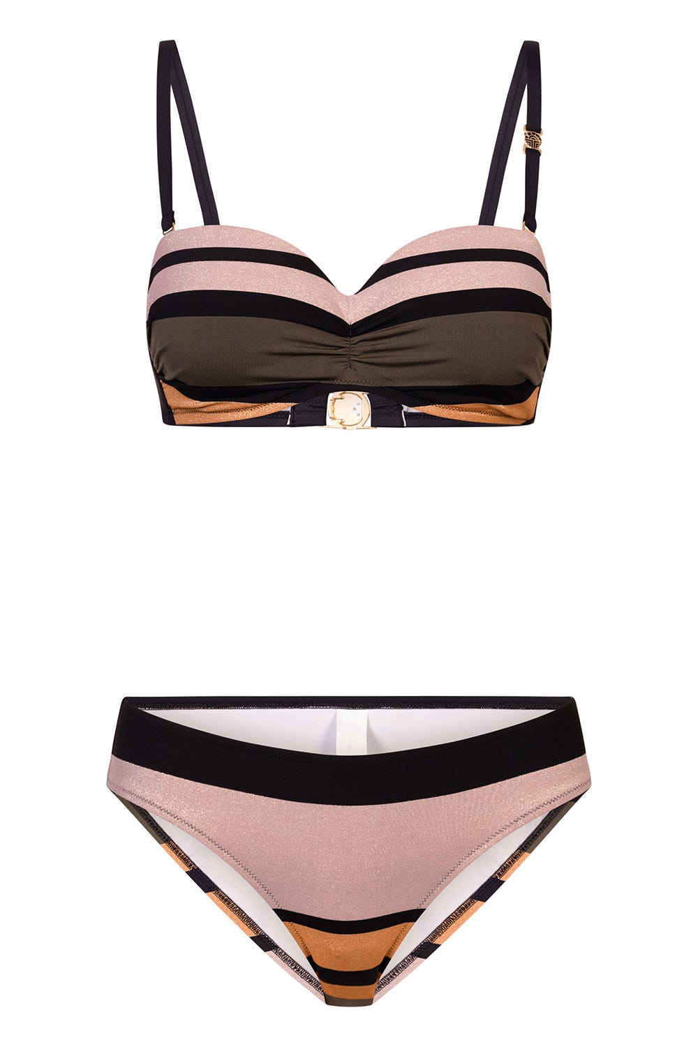 Hollowbild von Bikini im Ringel-Druck mit Schimmer-Effekt Materialmix