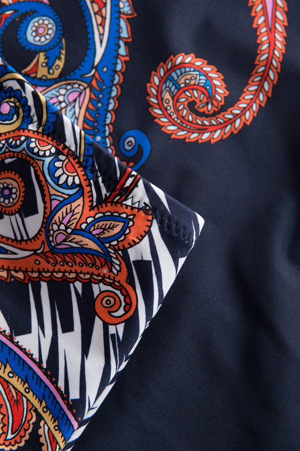 Detailbild 3 von Bandeau-Bikini im Paisley-Design Blau High Waist Polyamid/Elasthan