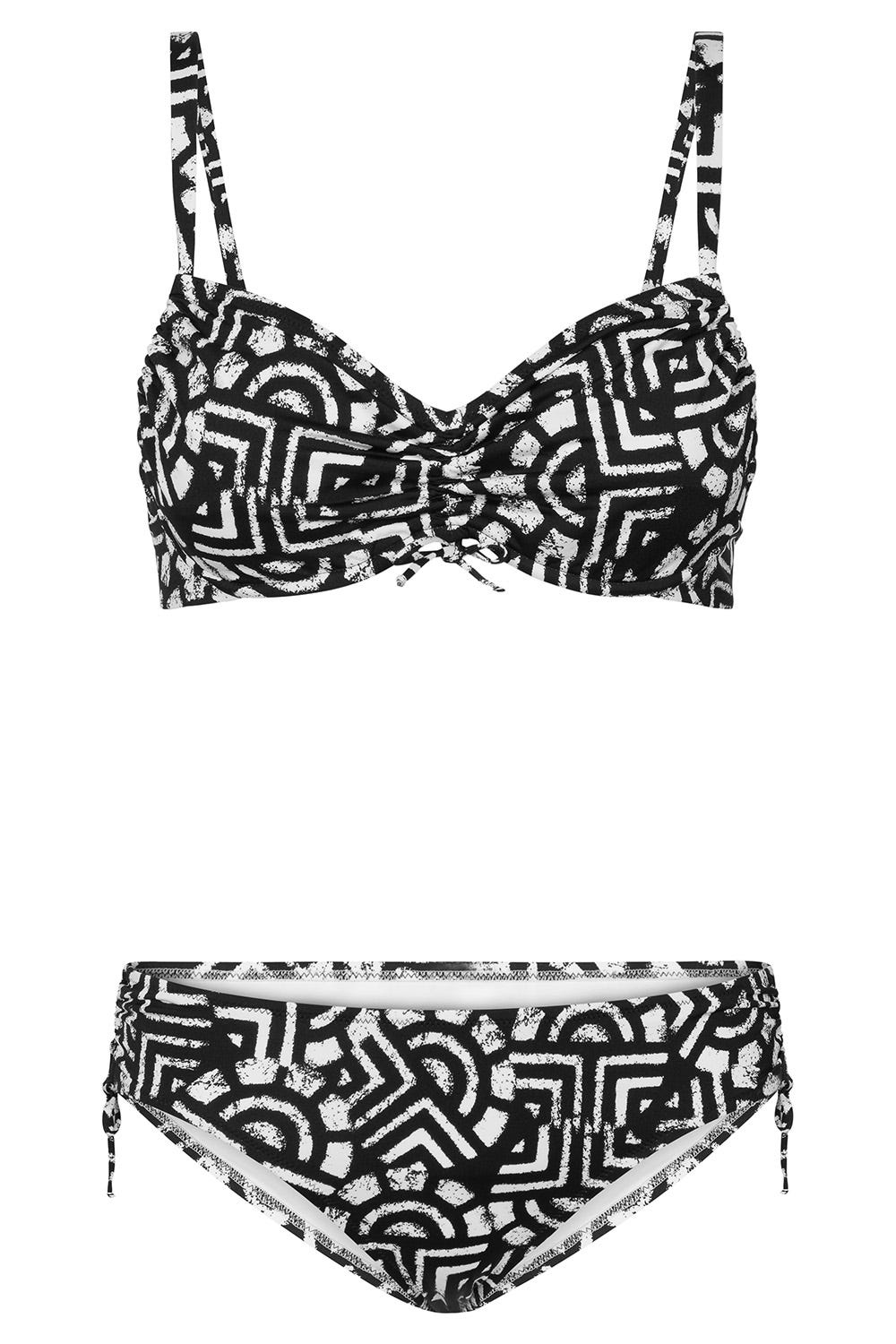 Hollowbild von Bikini im schwarz-weißen Logo-Druck Bindebänder Polyamid/Elasthan