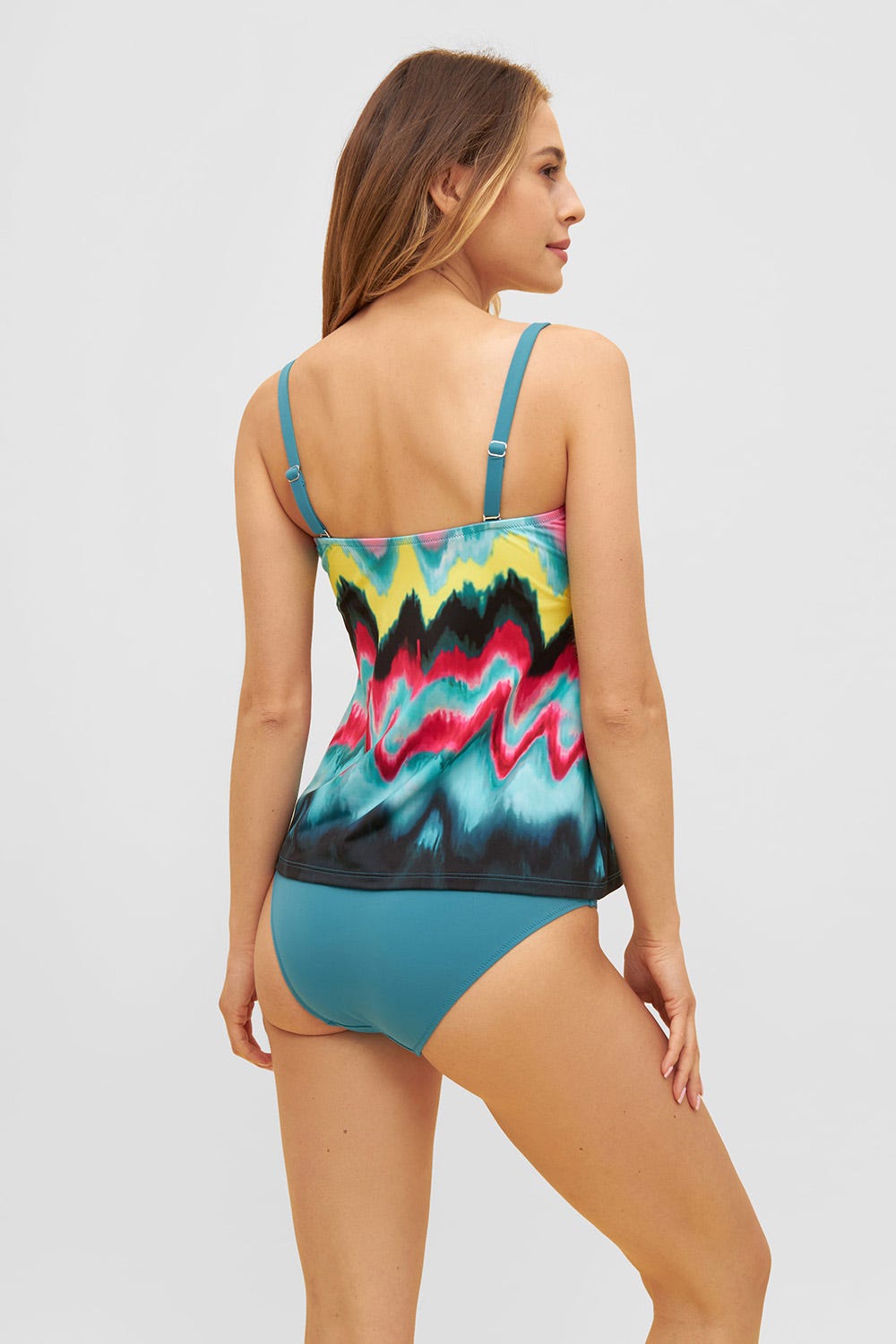 Rückansicht von Tankini im bunten Druck Grafisch Bügel Polyamid/Elasthan