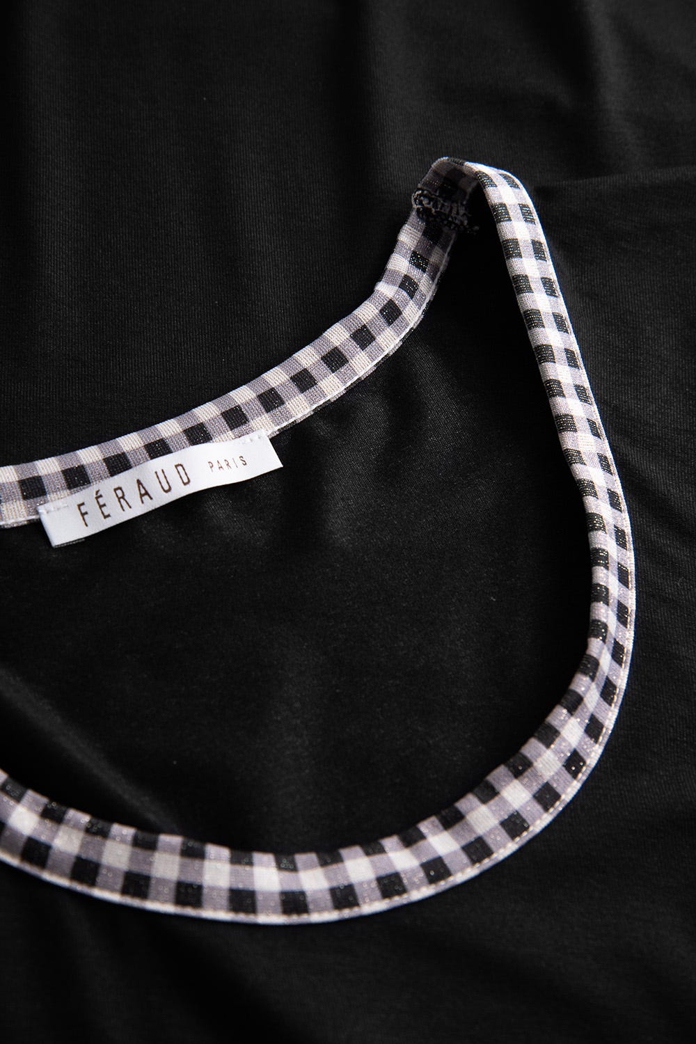 Detailbild 2 von Kleid mit seitlichem Bindeknoten im Karo-Druck Schwarz Viskose/Elasthan