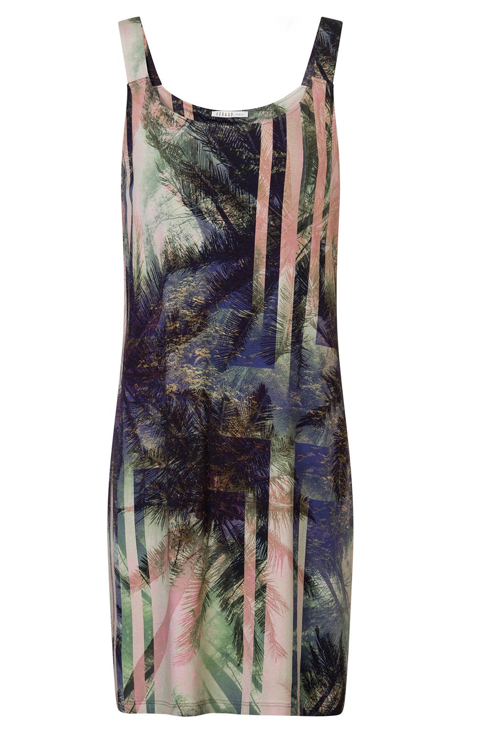 Hollowbild von Trägerkleid im aufregenden Palmen-Druck Strand Freizeit Viskose/Elasthan