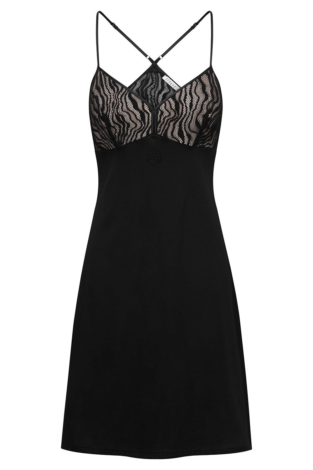 Hollowbild von Trägerkleid mit elegantem Spitzendetail Baumwolle/Lyocell