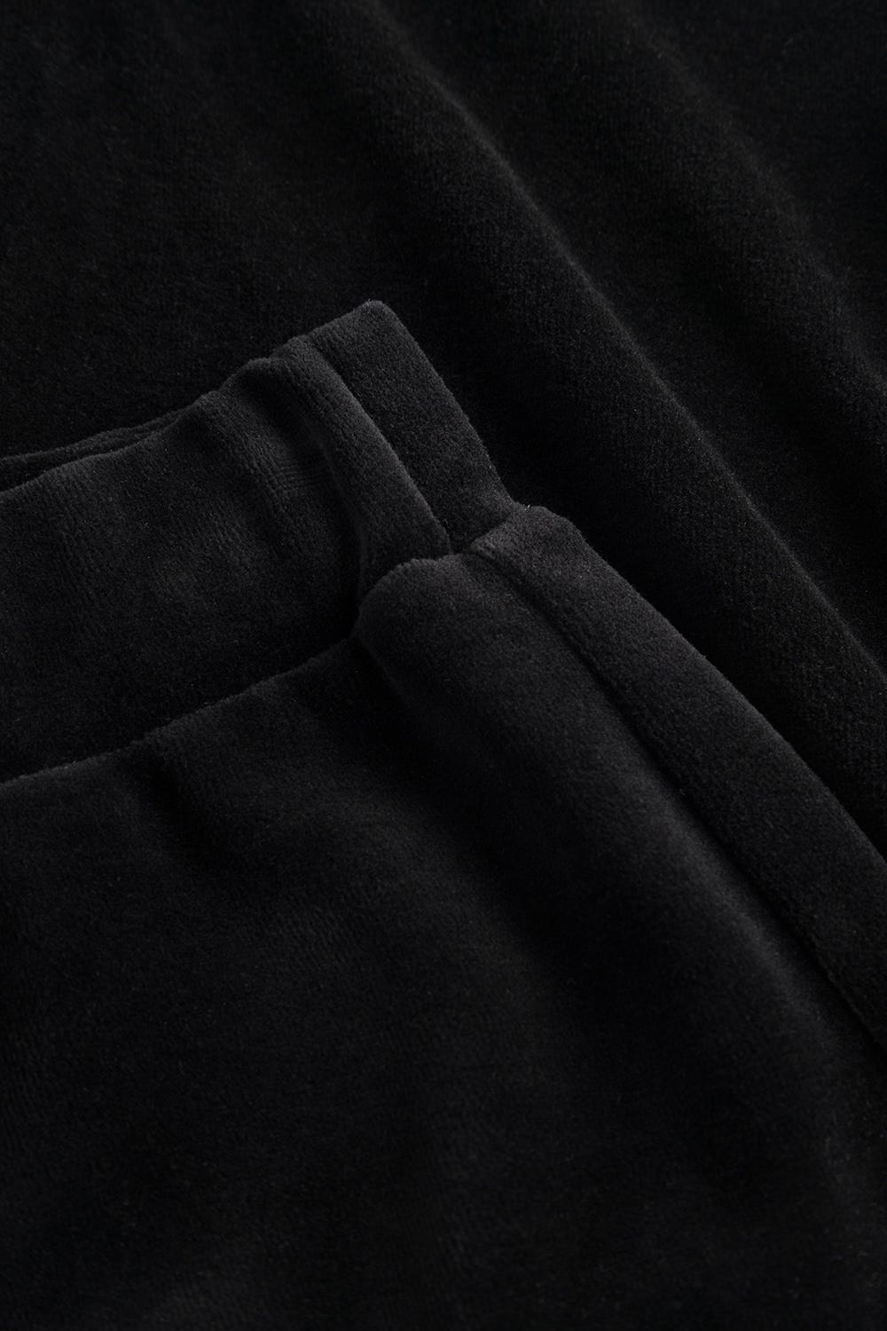 Detailbild 3 von Hausanzug in Greige-Schwarz aus Nicki geknöpft Baumwolle/Polyester