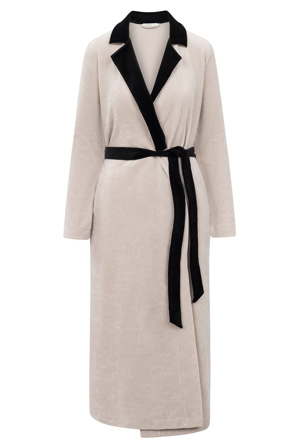 Hollowbild von Morgenmantel in Greige-Schwarz aus Nicki Baumwolle/Polyester