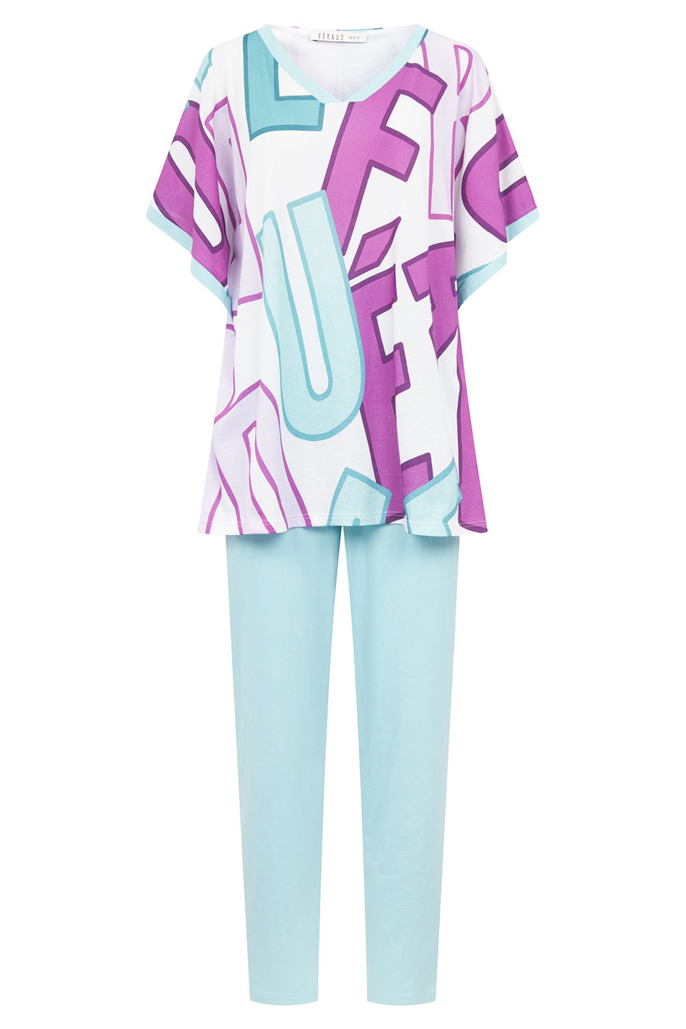 Hollowbild von Pyjama mit Letterprint Baumwolle/Modal