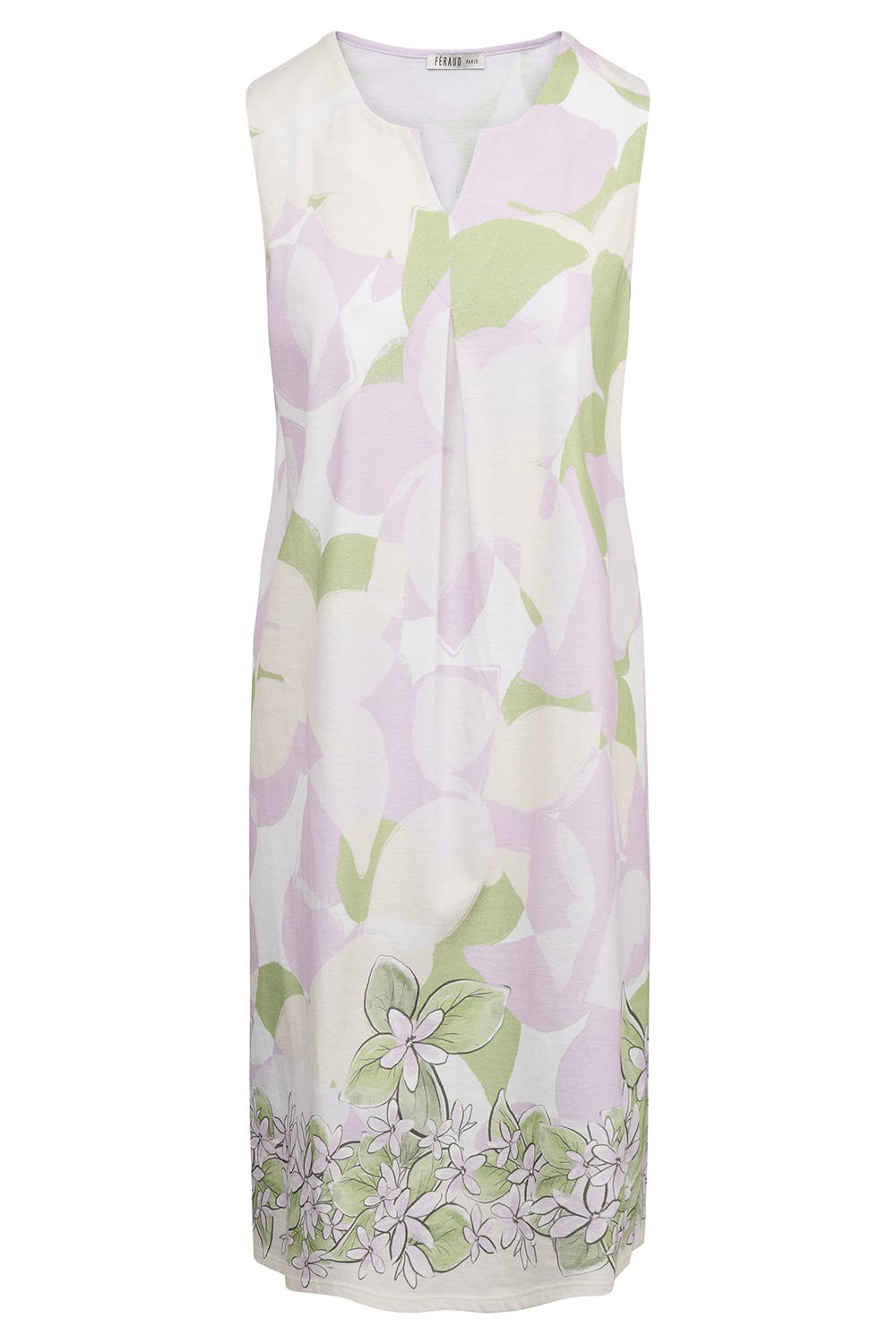 Hollowbild von Nachtemd Ärmellos im Blütendruck Pastellfarben 100% Baumwolle