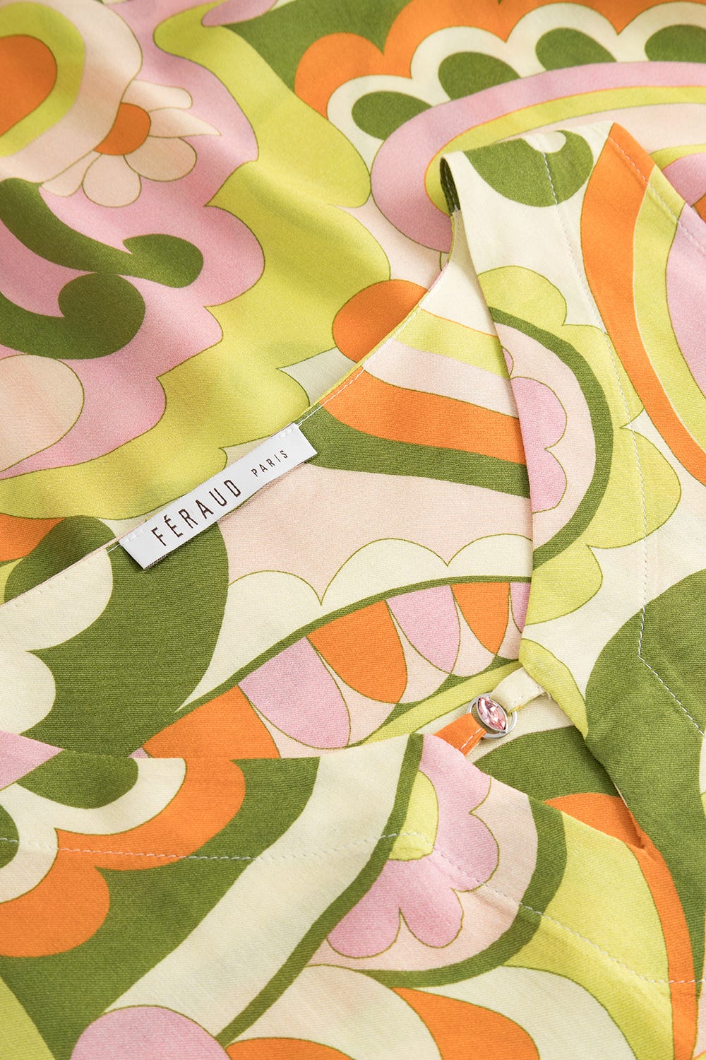 Detailbild 1 von Nachthemd Ärmellos aus Webstoff im sommerlichen Paisley-Druck Limettengrün Viskose/Seide