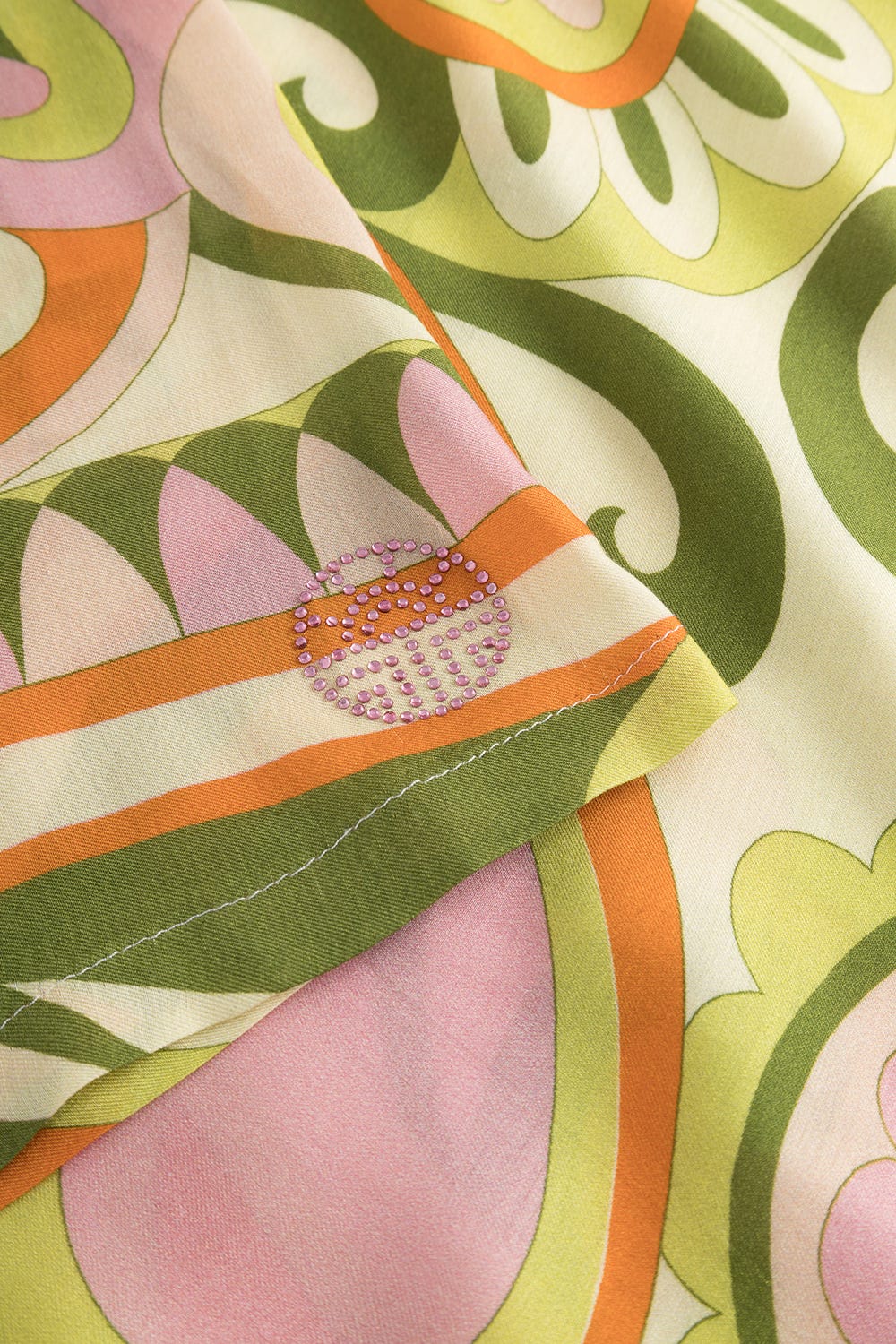 Detailbild 2 von Nachthemd Ärmellos aus Webstoff im sommerlichen Paisley-Druck Limettengrün Viskose/Seide