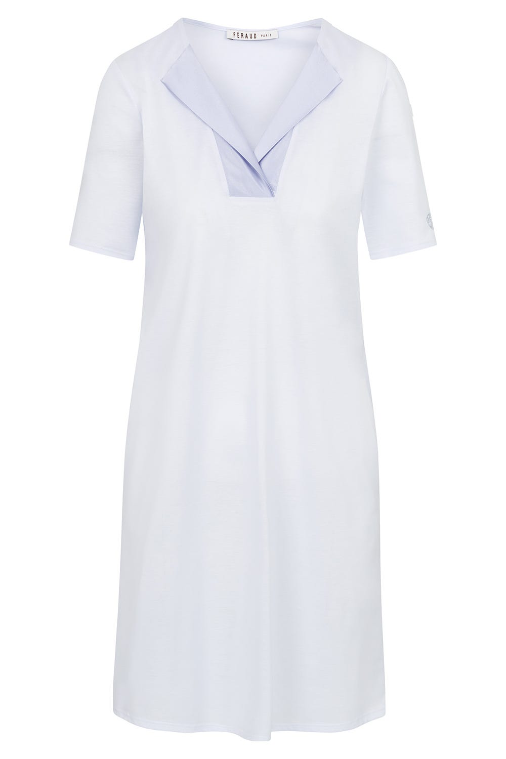 Hollowbild von Nachthemd Kurzarm mit Seiden-Details am Ausschnitt Baumwolle/Modal