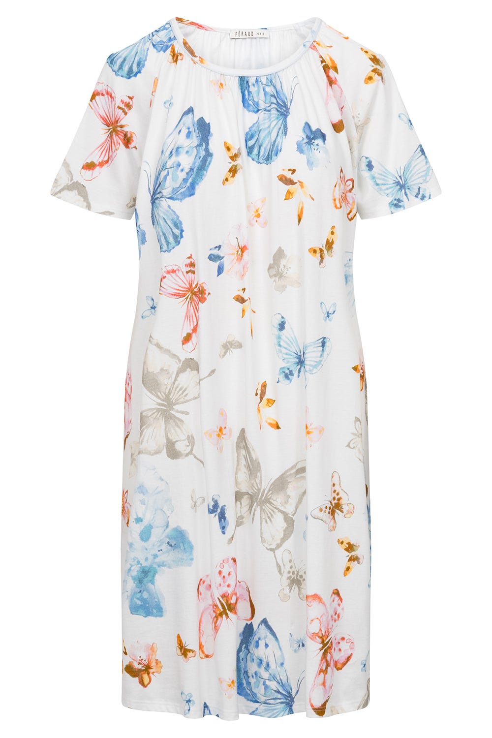 Hollowbild von Nachthemd Kurzarm im Schmetterlingsdruck  romantisch verspielt 100% Baumwolle