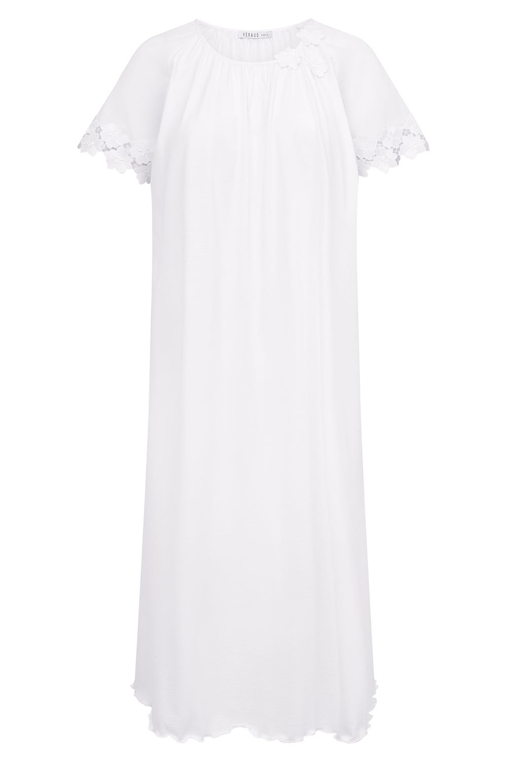 Hollowbild von Nachtkleid mit blumigen Spitzendetails Voile 100% Baumwolle
