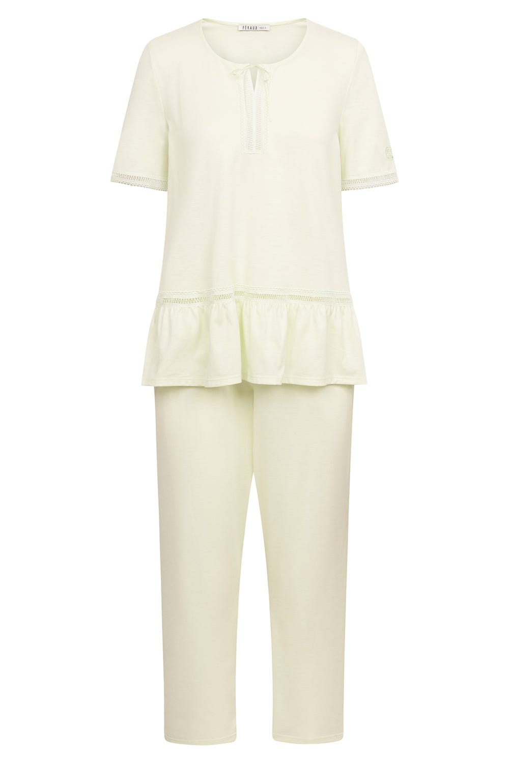Hollowbild von Pyjama mit romantischen Stickereidetails 100% Baumwolle