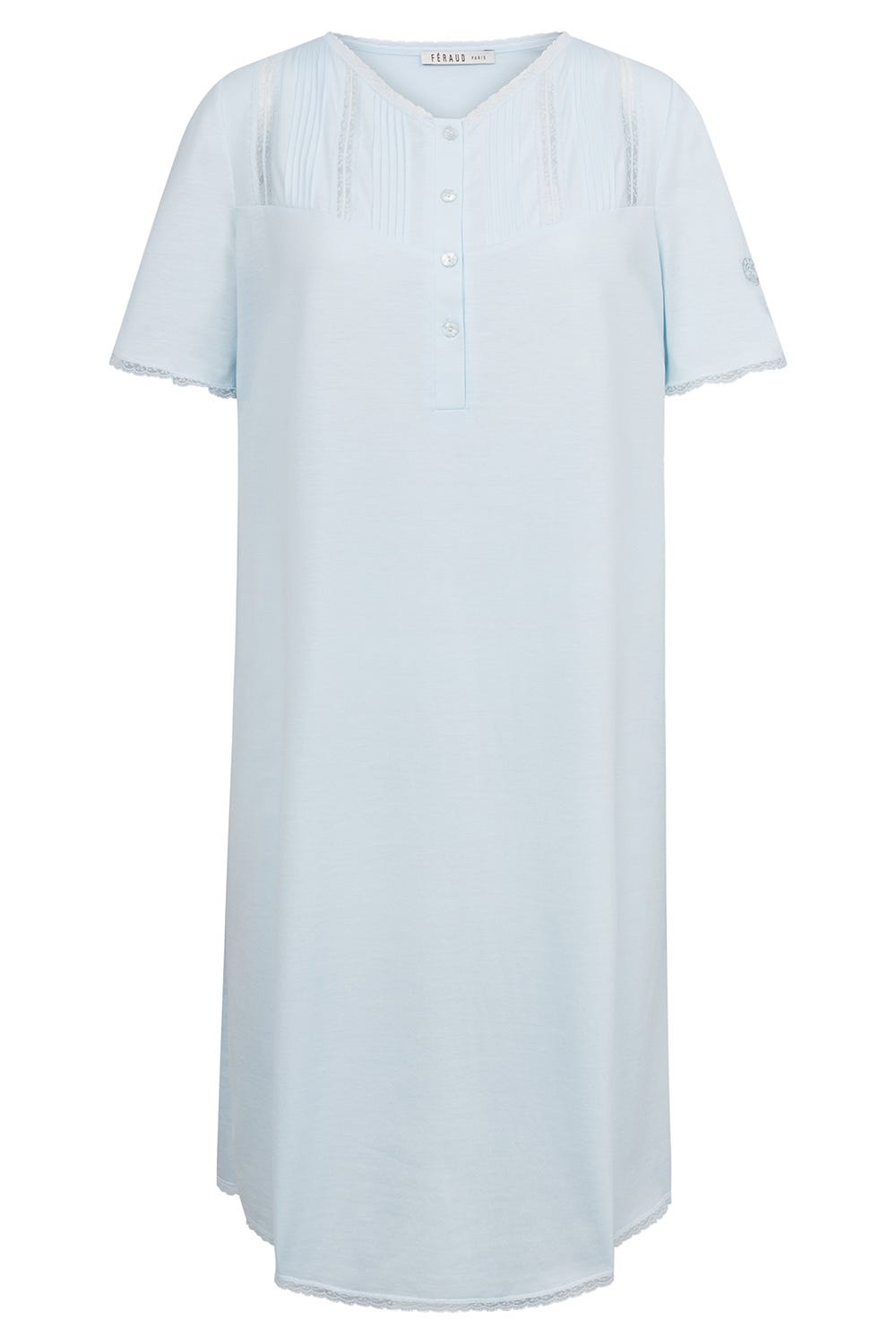 Hollowbild von Nachthemd mit Spitzendetails Biesen angeknöpft romantisch 100% Baumwolle