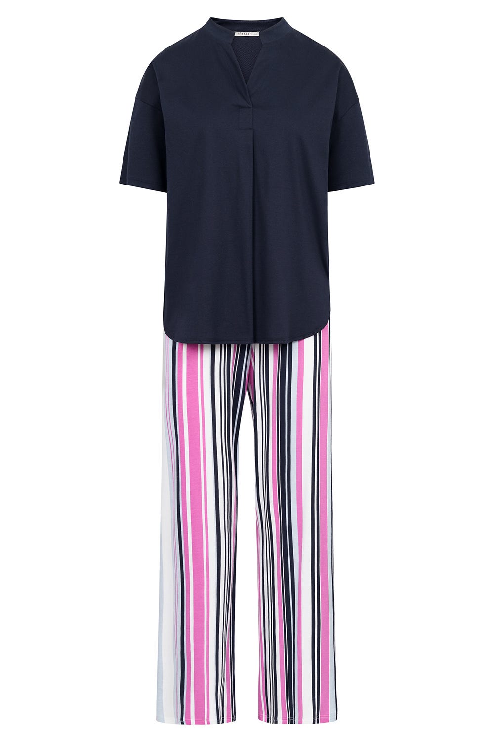 Hollowbild von Pyjama mit Multicolor-Streifenprint sportiv 100% Baumwolle