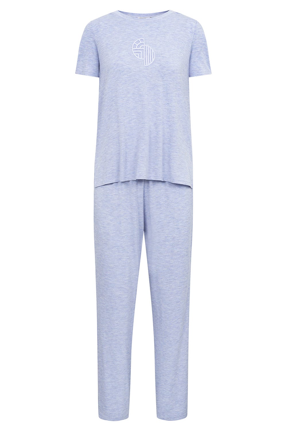 Hollowbild von Pyjama mit Logo-Stickerei Blau-Melange Modal/Elasthan