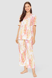 Frontalbild von Pyjama im Artprint Pinselstrich-Optik Baumwolle/Modal