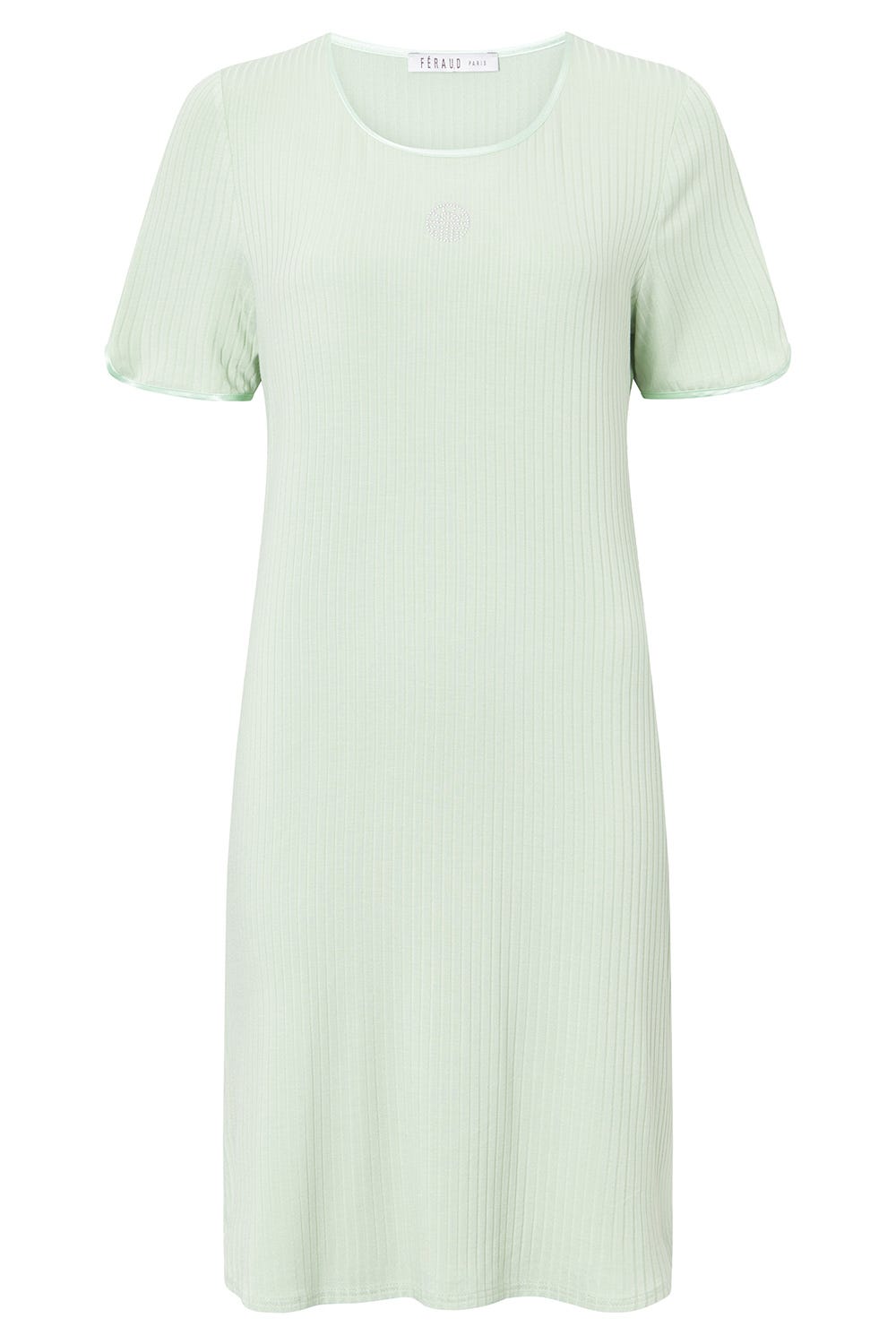 Hollowbild von Nachthemd Kurzarm aus leichter Rippware Hellgrün Viskose/Elasthan