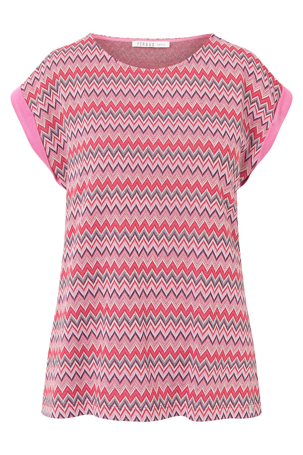 Hollowbild von T-Shirt im Zackenmuster Strick Materialmix