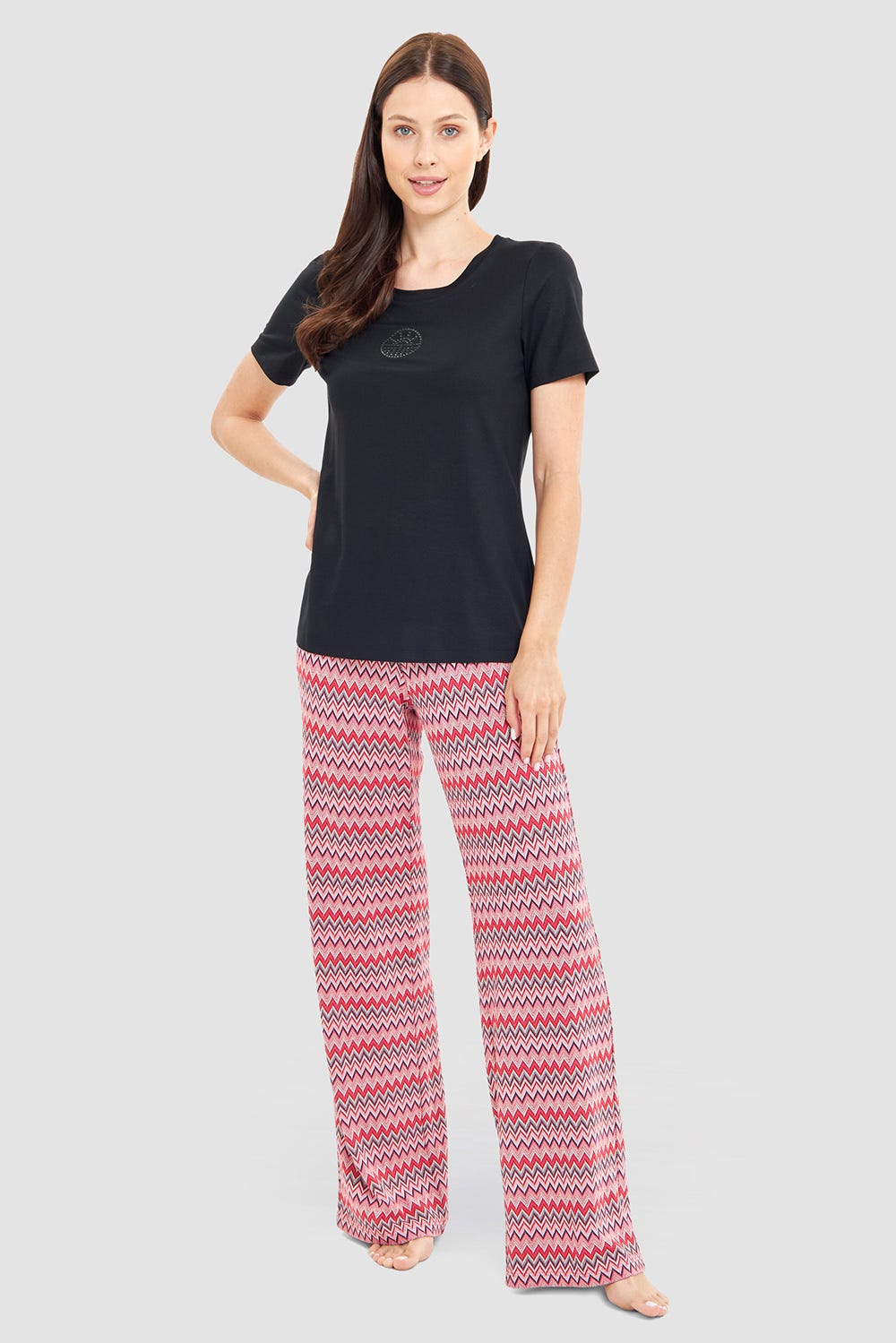 Detailbild 1 von Hose im Zackenmuster Strick Materialmix