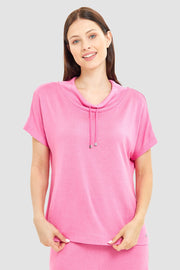 Frontalbild von T-Shirt mit Kordel-Detail Strick Viskose/Polyacryl