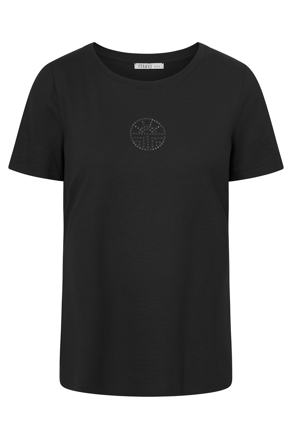 Hollowbild von T-Shirt mit Logodetail Strass Logo Viskose/Elasthan