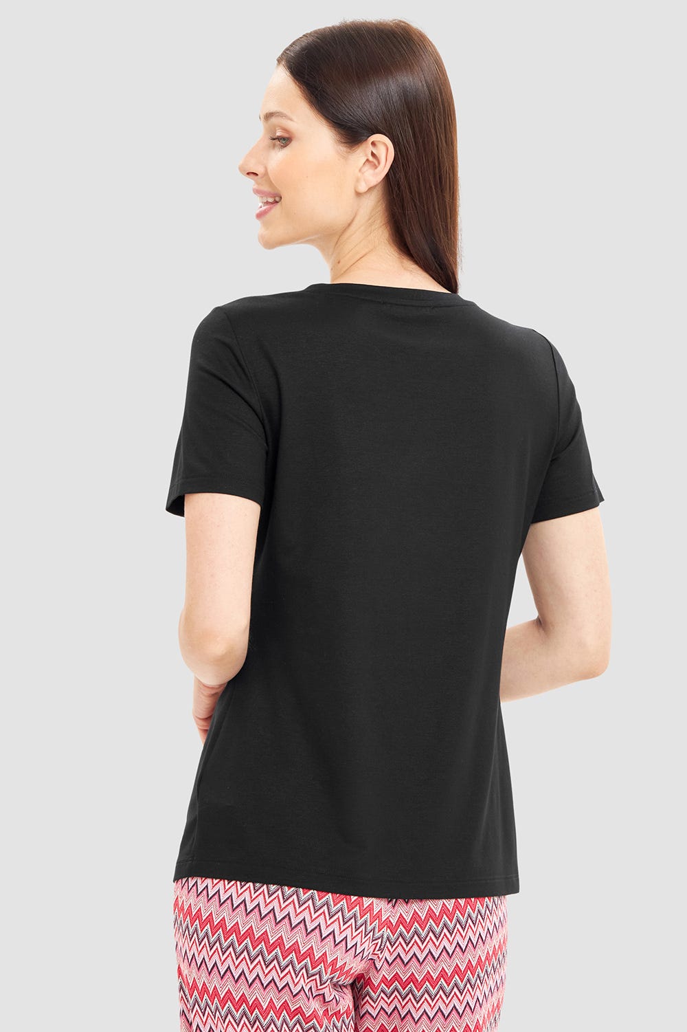 Rückansicht von T-Shirt mit Logodetail Strass Logo Viskose/Elasthan